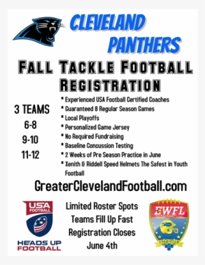 2018 Fall Tackle Football Registration - Carolina Panthers