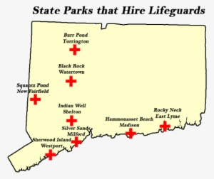 Map Of State Parks That Hire Lifeguards - Connecticut