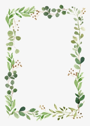 Leaf Border Cartoon Transparent - Greenery Wedding Invitation Suite