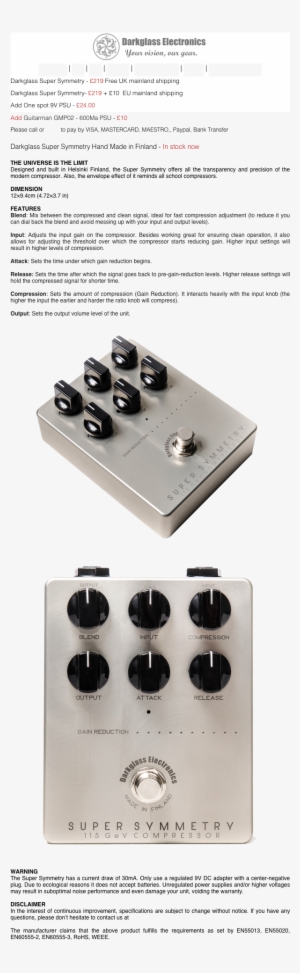 Darkglass Electronics Super Symmetry Compressor Pedals, - Darkglass Electronics Super Symmetry Compressor