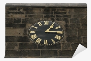 A Black And Gold Clock On A Church Tower Wall Mural - Threshold Decorative Wall Clock