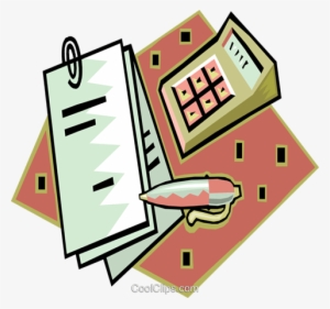 Calculator With Financial Records Royalty Free Vector - Financial Records Clipart