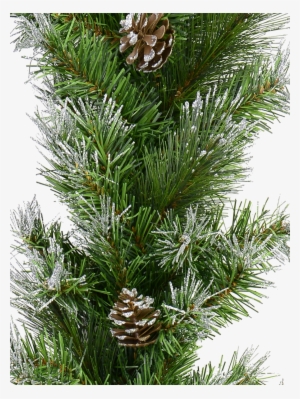 Green Pine Needle Garland With Silver Glitter Tips - Garland