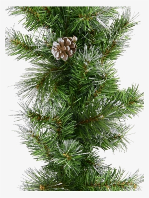 Green Pine Needle Garland With Silver Glitter Tips - Garland