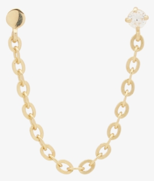 10k Solid Yg Stud Cz Single Chain Stud - Necklace