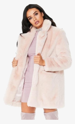 Faux Fur Coat In Pink Color - Coat