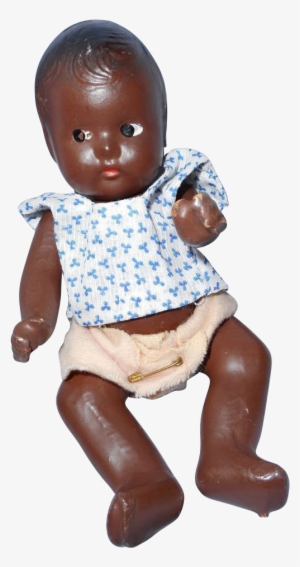 Composition Black Baby Doll, 7 Inches, 1940s - Sitting