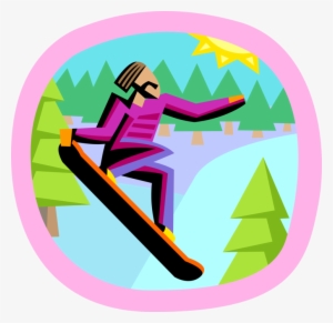Vector Illustration Of Snowboarder Snowboarding Down - Graphic Design