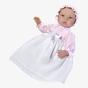 Real Baby Dolls - Muñeca Así 46 Cm - Leo Con Faldón Piqué Blanco Punto