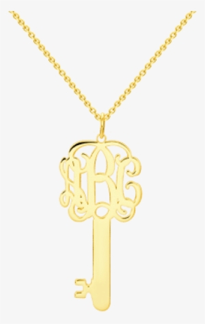 Key Monogram Necklace Gold Plated Silver - Locket