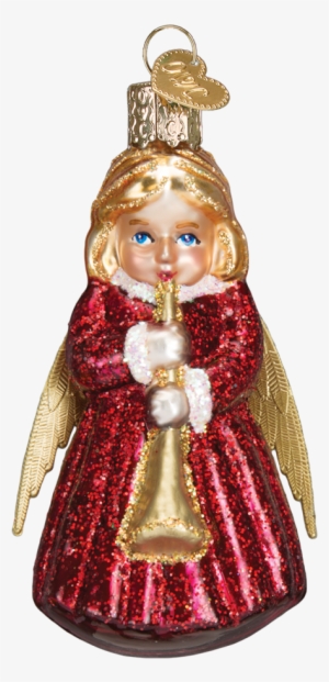Old Word Christmas Angel With Horn Glass Ornament - Old World Christmas Angel With Horn Glass Blown Ornament