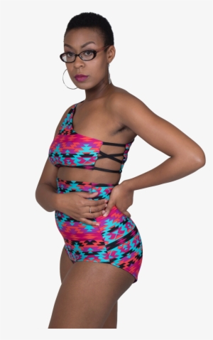 Dara One Shoulder Cut Out Bikini Top In New Aztec