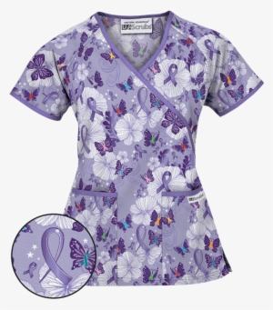 Wt668cad - Cure For All Dark Lilac Wrap Scrub Top