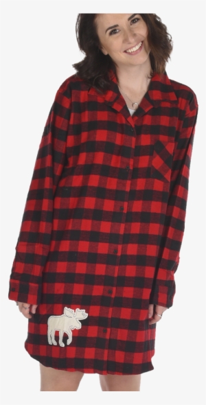 Flannel Moose Plaid - Flannel Nightshirt Women's