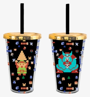The Legend Of Zelda 8-bit Tumbler With Straw - Nintendo Legend Of Zelda Cup And Straw