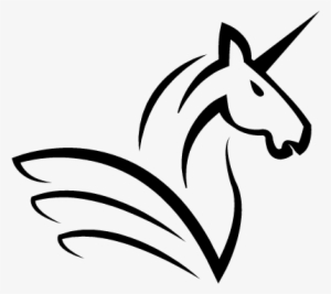 Unicorn Horse Head With A Horn And Wings Vector - Horse Face Pic Black And White