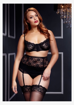 Peekaboo Lace Bra/cincher/panty Set - Bragas De Encaje Talla Grande