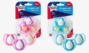 12-month Tommee Tippee Super Soft Comforters - Tommee Tippee Cherry Soothers 0 6