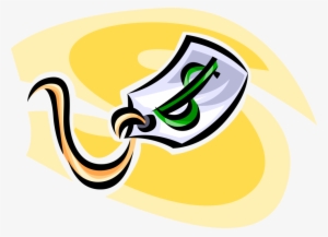 Vector Illustration Of Retail Sales Tag With Cash Money - Retail