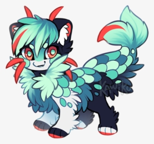 Creature Cat Fantasy Mermaid Mercat Black Scales Shell - Cartoon