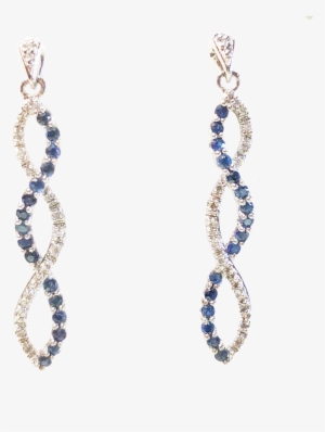 Sapphire & Diamond Infinity Swirl Drop Earrings 10k