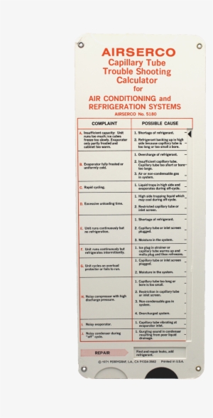 Capillary Tube And Troubleshooting Calculator