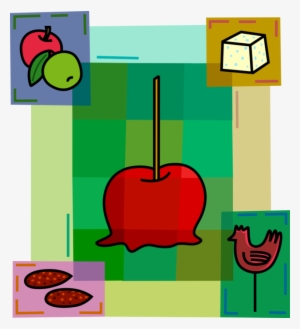 Vector Illustration Of Candy Apple Covered In Hard - Mcintosh