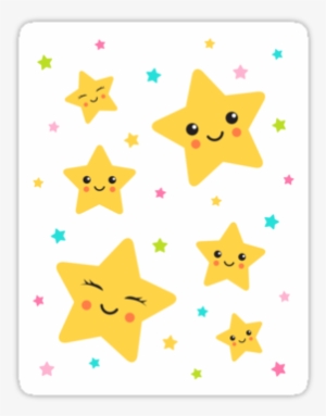 Cute Sticker With Happy, Cartoon Stars - Stars Kawaii