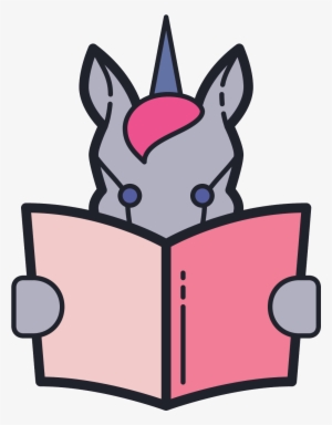 Reading Unicorn Icon - Cartoon