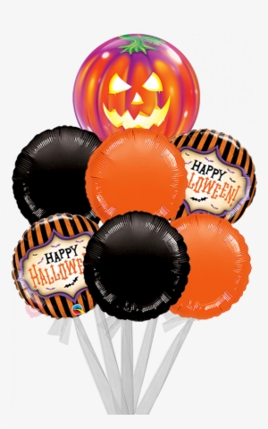 Happy Halloween Spooky Bats-bigger Bouquet - Transparent Balloon Black And Orange