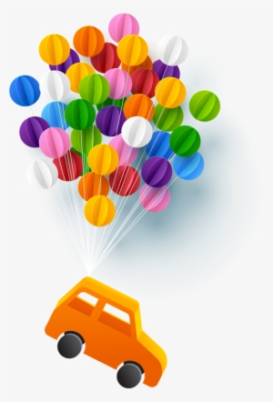 Graphic Of Car With Balloons - Car