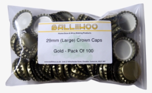 29mm Crown Caps - Balliihoo Homebrew 29mm (large) Crown Caps - Gold -