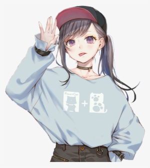 Anime Animegirl Hot Cute Kawaii Sexy Cap Blue Skyblue - Anime Girl Sexy Kawaii