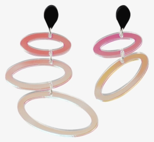 Asymmetric Ellipses, Iridescent And Black - Black Independent Designer Earrings
