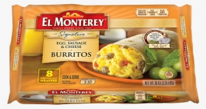 Egg, Sausage & Cheese Frozen Breakfast Burritos - El Monterey Signature Egg, Cheese & Jalapeno Burritos