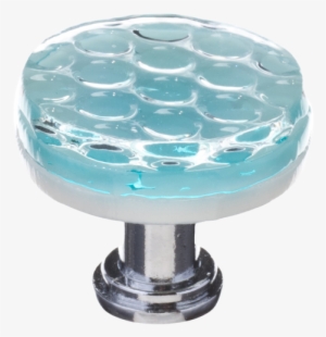 Honeycomb Light Aqua Round Knob - Sietto Texture Mushroom Knob Finish: Satin Nickel