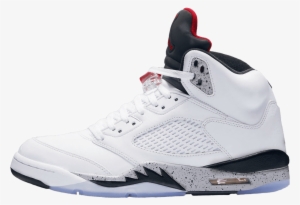 Nike Air Jordan 5 Retro Gs White / University Red / - Air Jordan 5 White Cement