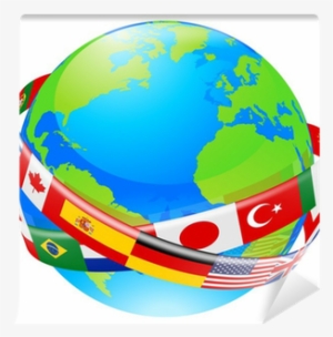 A Earth Globe With Flags Of Countries Wall Mural • - Israel In World Relations