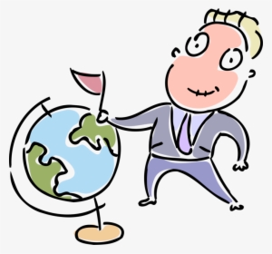 Vector Illustration Of Businessman Plants Flag On Three-dimensional,