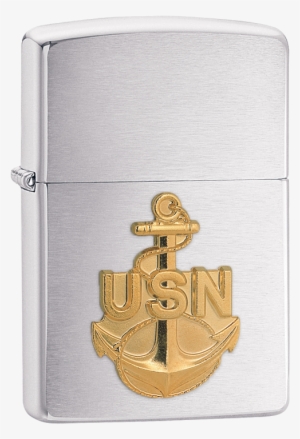 #280anc Br Chr Navy Anchor - Usn Zippo