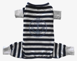 Navy And Light Grey Striped Pajama W/ Anchor Stone - Pajamas