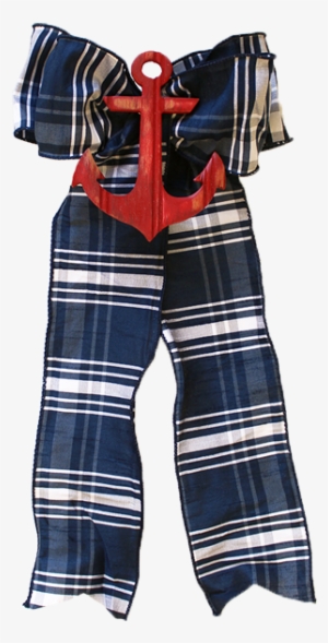 Navy & White Plaid With Red Anchor - The Festive Home