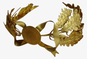 Delicious Gleaming Gilt Metal Laurel And Oak Leaf Wreath - Fiddler Crab