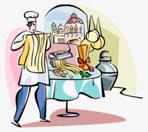 Italian Chef Making Pasta Royalty Free Vector Clip - Pasta Making Clip Art
