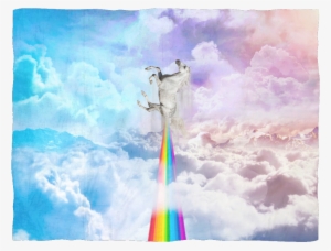 Flying Unicorn Fleece Blanket - Allenjoy 7x5ft Photography Backdrops White Clouds Sky