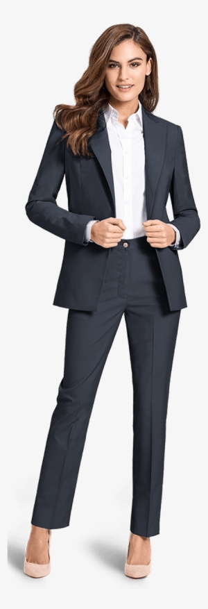 Blue Wool Blend Pant Suit - Woman Suit