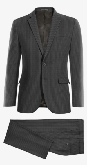 Grey Striped 100% Wool Suit