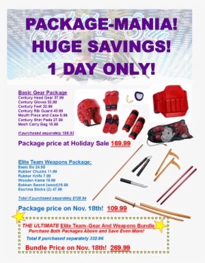 Basic Gear And Weapons Pkge Flyer - Century Blue Karate Sparring Gear Set With Bag