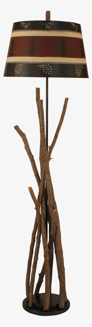 Bundle Of Sticks Floor Lamp W/ Tree And Pine Cone Shade - Coast Lamp Mfg. Rustic Living Stick 64" Floor Lamp