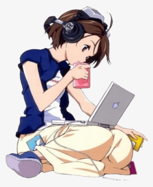 Cartoon Girl Gaming - Anime Girl Computer Png